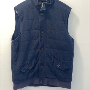 Brooks Brothers Quilted Navy Blue Button-Front & Zippered Vest